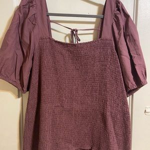 AVA & VIV Short Sleeve Smocked Top Purple *Brand New Condition*